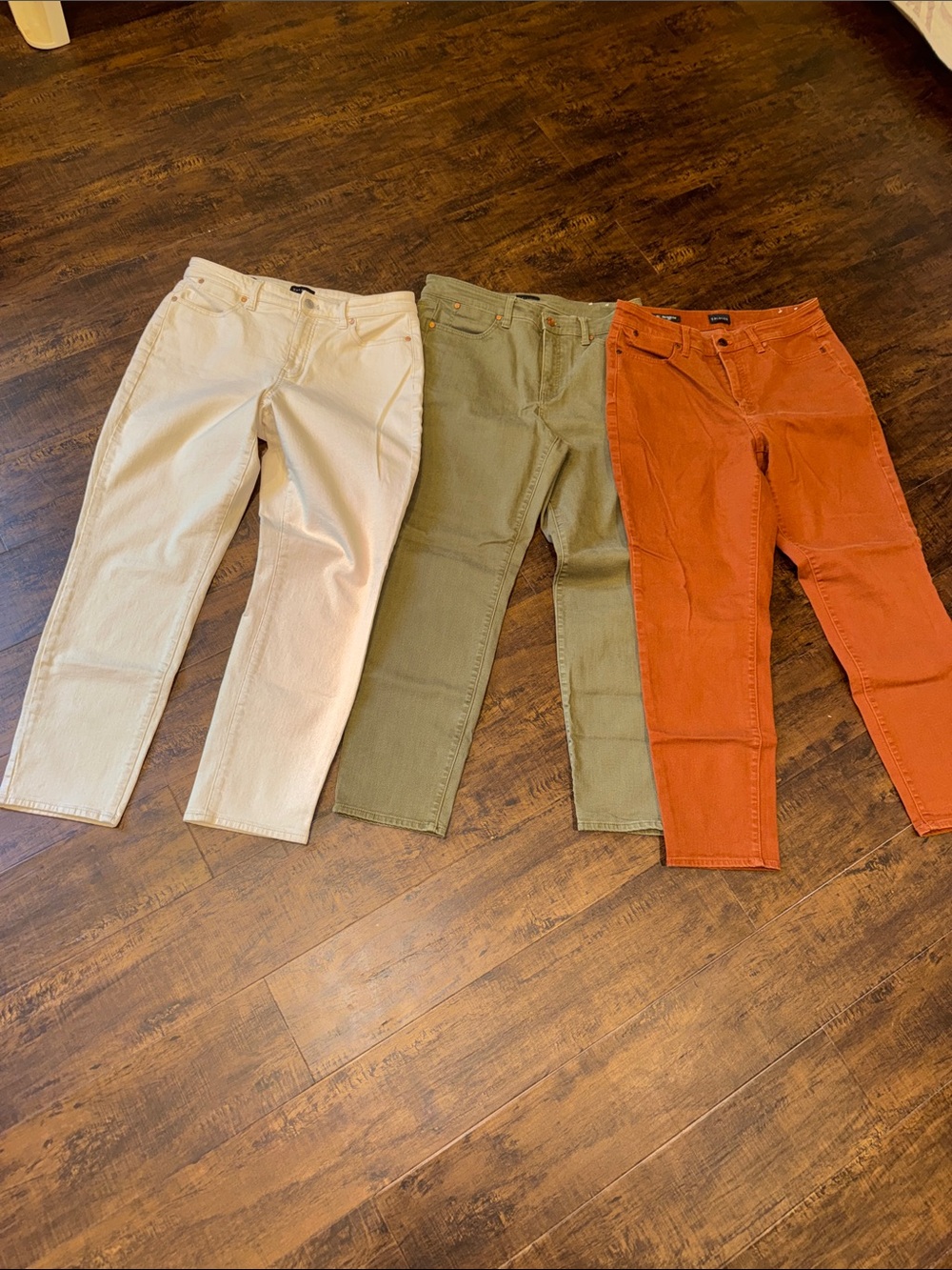 Talbots slim ankle Pants Set — Cream, Olive, Rust